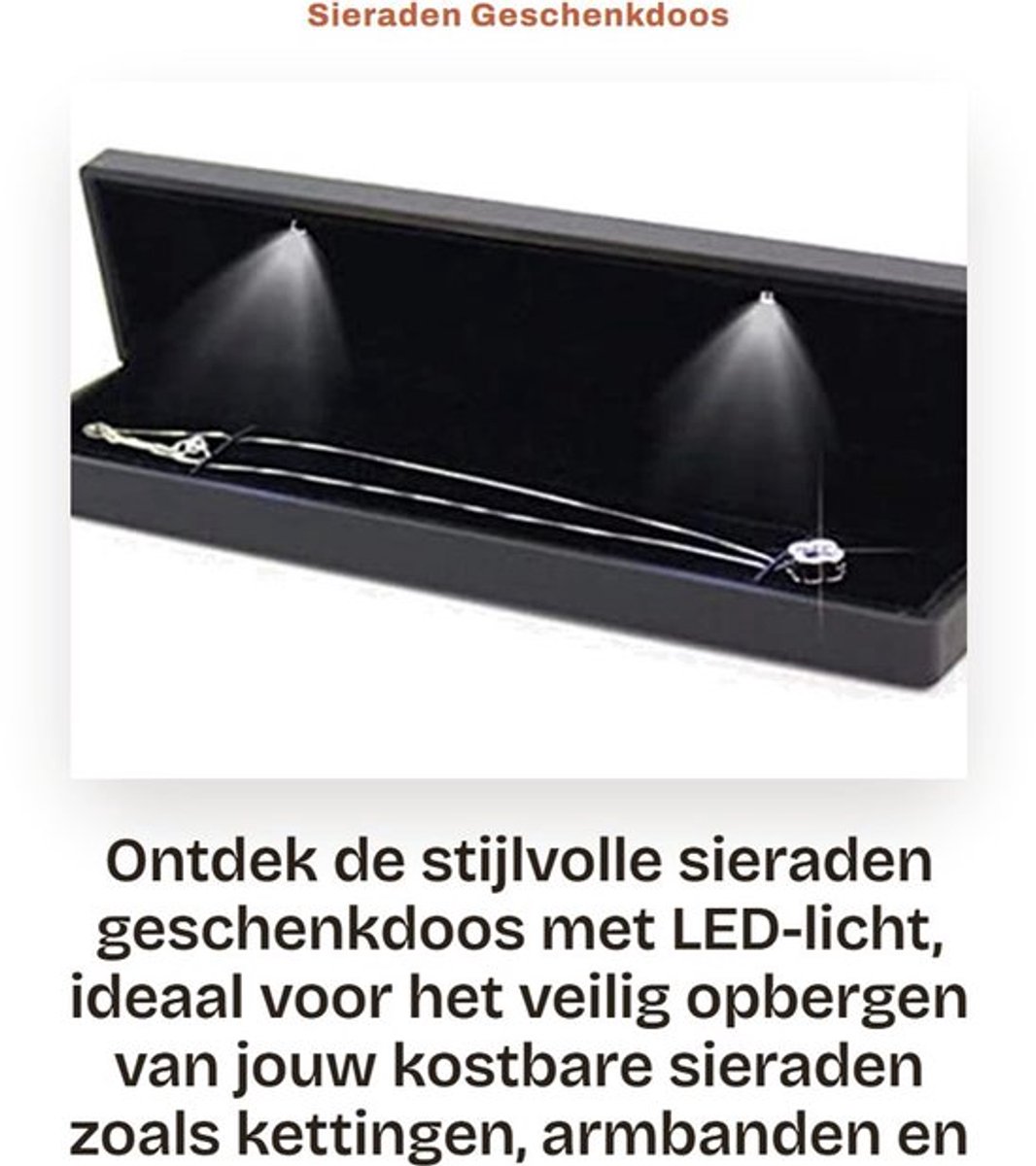 Sieraden Geschenkdoos met LED-Licht - Elegante Opbergdoos voor Huwelijksaanzoek - Compact Formaat - Voor Halsketting en Armbanden - Perfe...