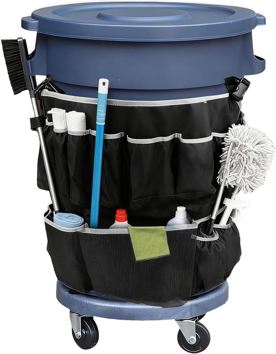 Vuilniszak Caddy - Prullenbak Organizer - Schoonmaak Werkruimte - Multifunctionele Vakken - 31.5 x 17.9 inch - Zwart