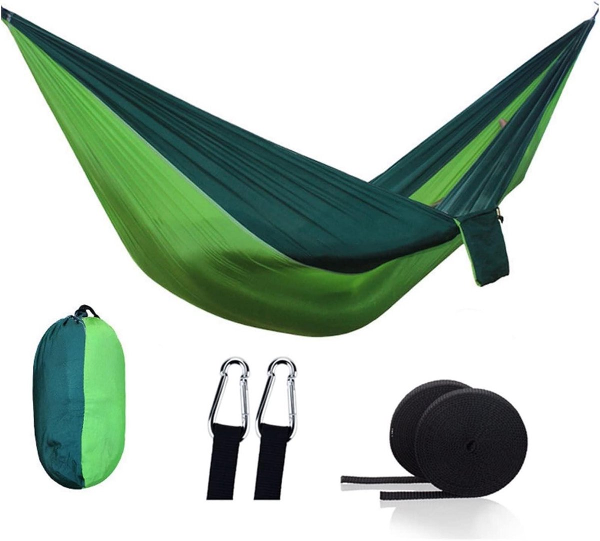 Camping Hangmat - Schommel Zitje - Ontspannen Buiten - Lichtgewicht Draagbaar - 270 x 140 cm - Groen