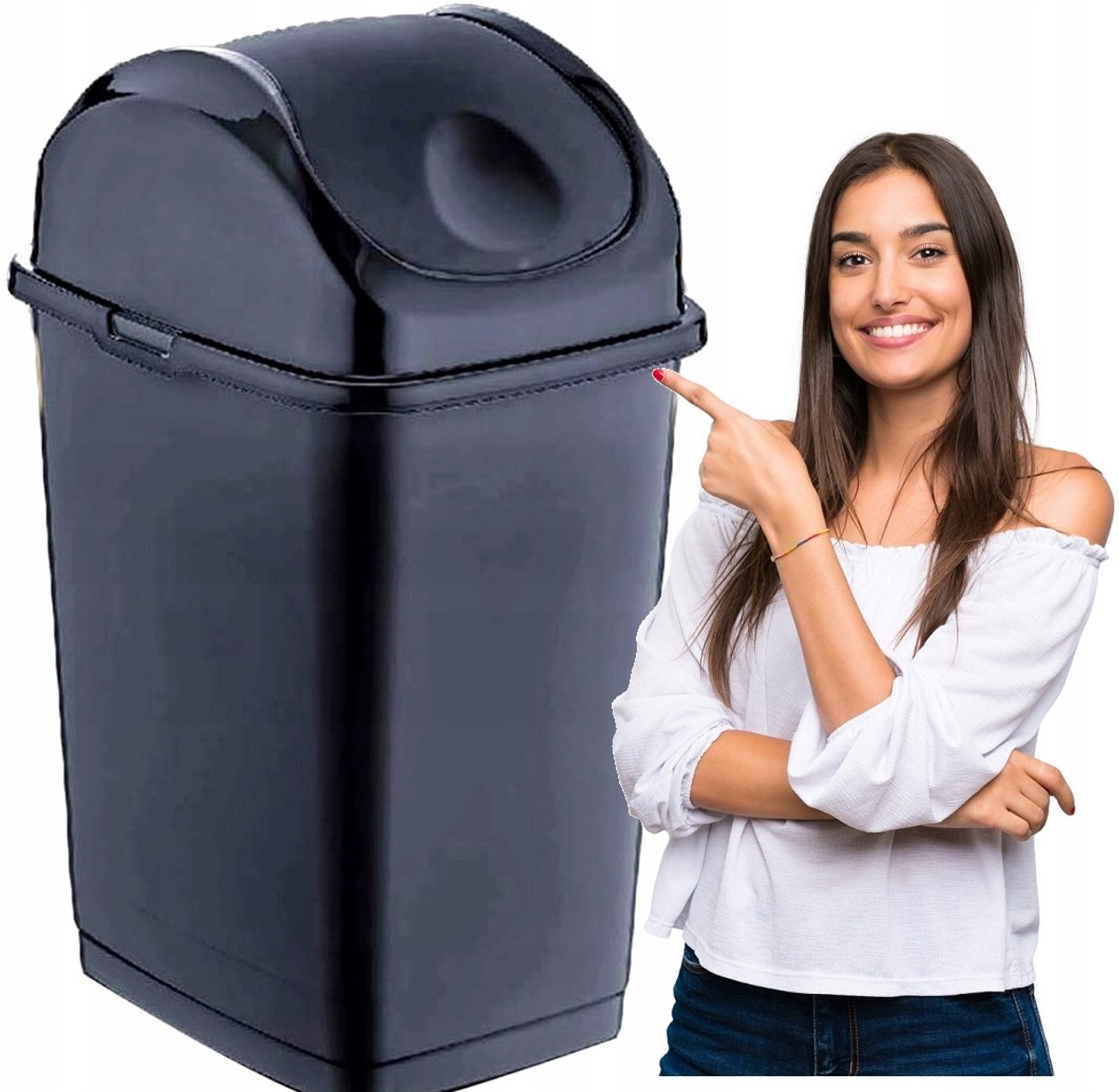 Kleine Kantelbak met Deksel 5L Wit - Afvalscheiding Badkamer
