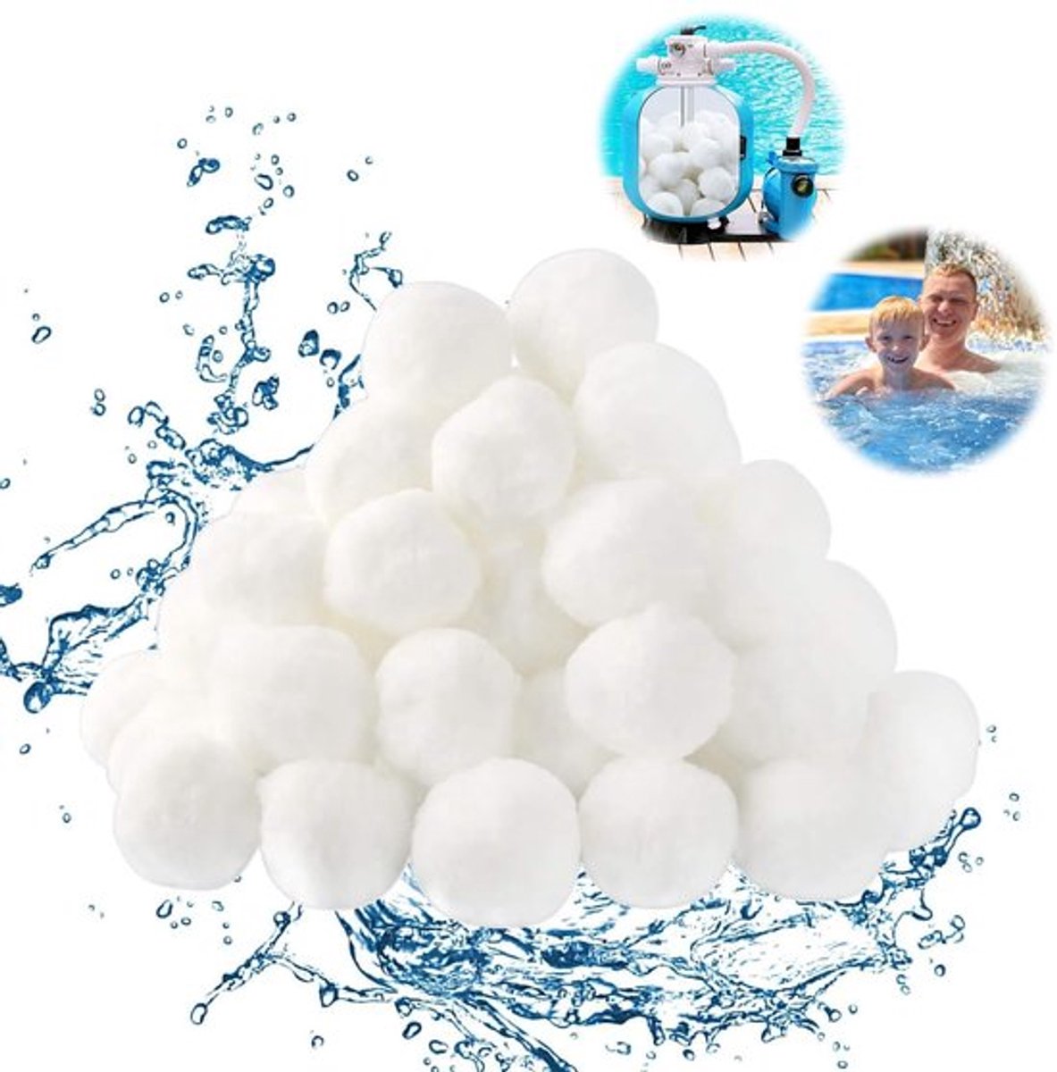 Filterballen 200 g - Vervangingsfilterballen - Zwembadfilterballen - Zandfilterinstallaties - Filtermateriaal - Milieuvriendelijk polyestervezels - Zwembadfilter