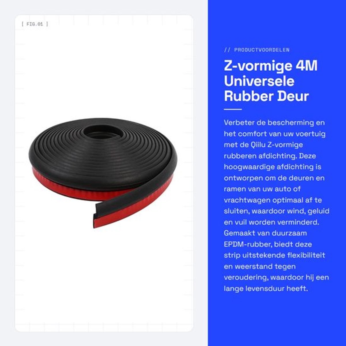 Rubber Seal Z-vorm - Auto Deur/Window - Weerbestendig - EPDM Rubber - Geluidsisolatie - Duurzaam - Deurrubber