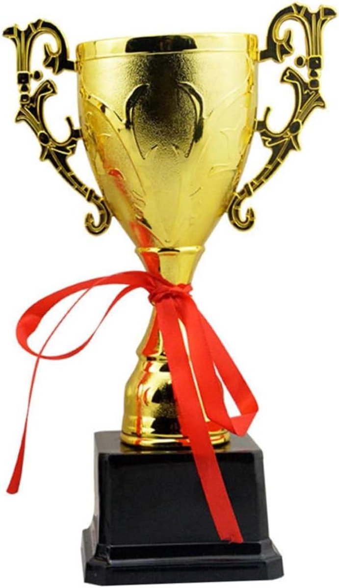 Gouden Trofee - Prijsuitreiking Trofee - Feestbedankje - Plastic Basis - 14x24 cm - Goud