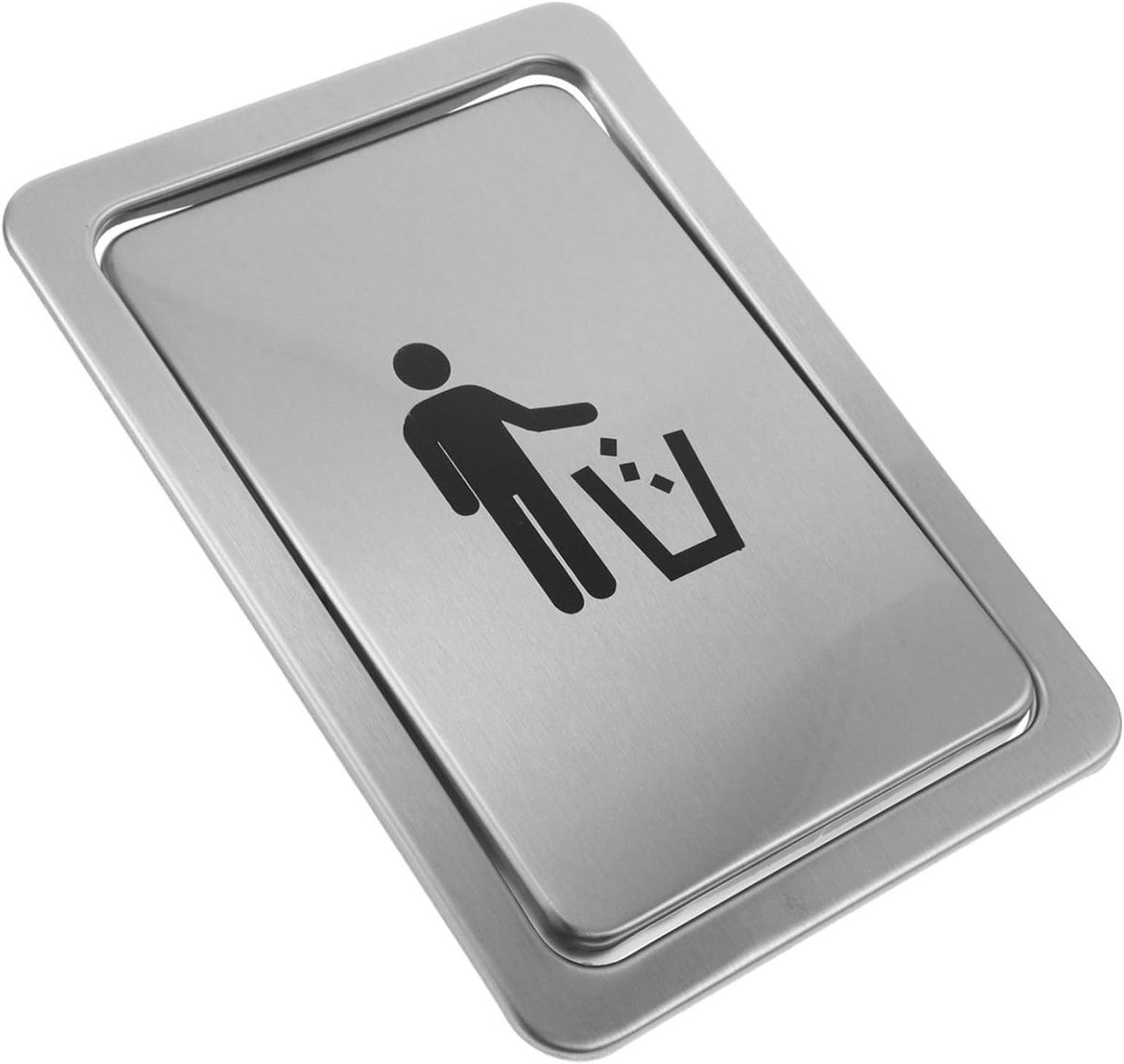 Inbouw Afvalbak Deksel - Aanrecht Afvalklep - Keuken Organiseren - Markering Voor Eenvoudige Herkenning - 23 x 16.5 cm - Zilver