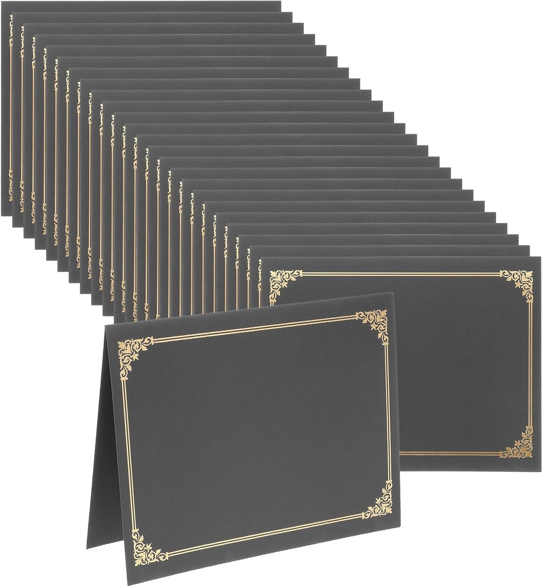 Certificaathoezen voor Diploma's, 50 Stuks Geschikt voor 8.5 x 11 Inch Papier, Met Gouden Rand voor Afstuderen, Erkenning en Prijzen bij Evenementen en Wedstrijden, Zwart