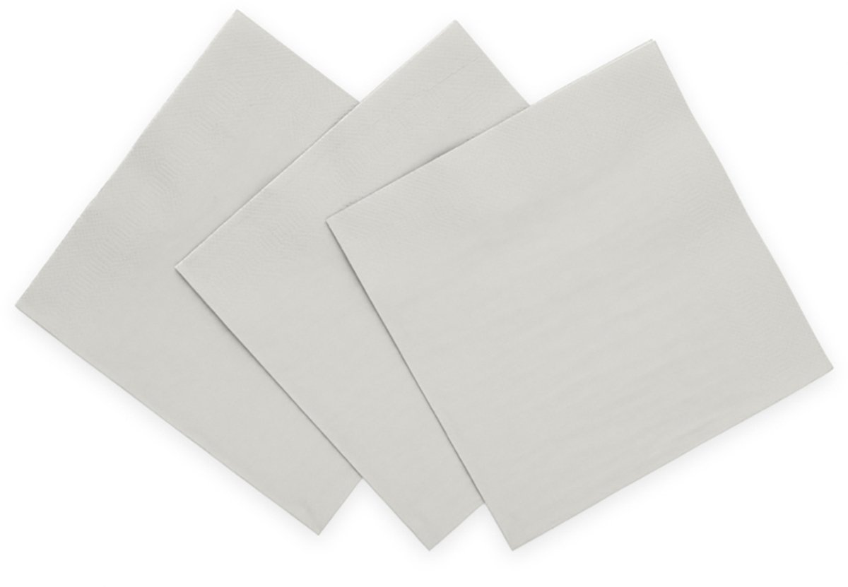 20x Papieren Lunch servetten 33x33cm 3-laags FSC - Zilver - Feestartikelen