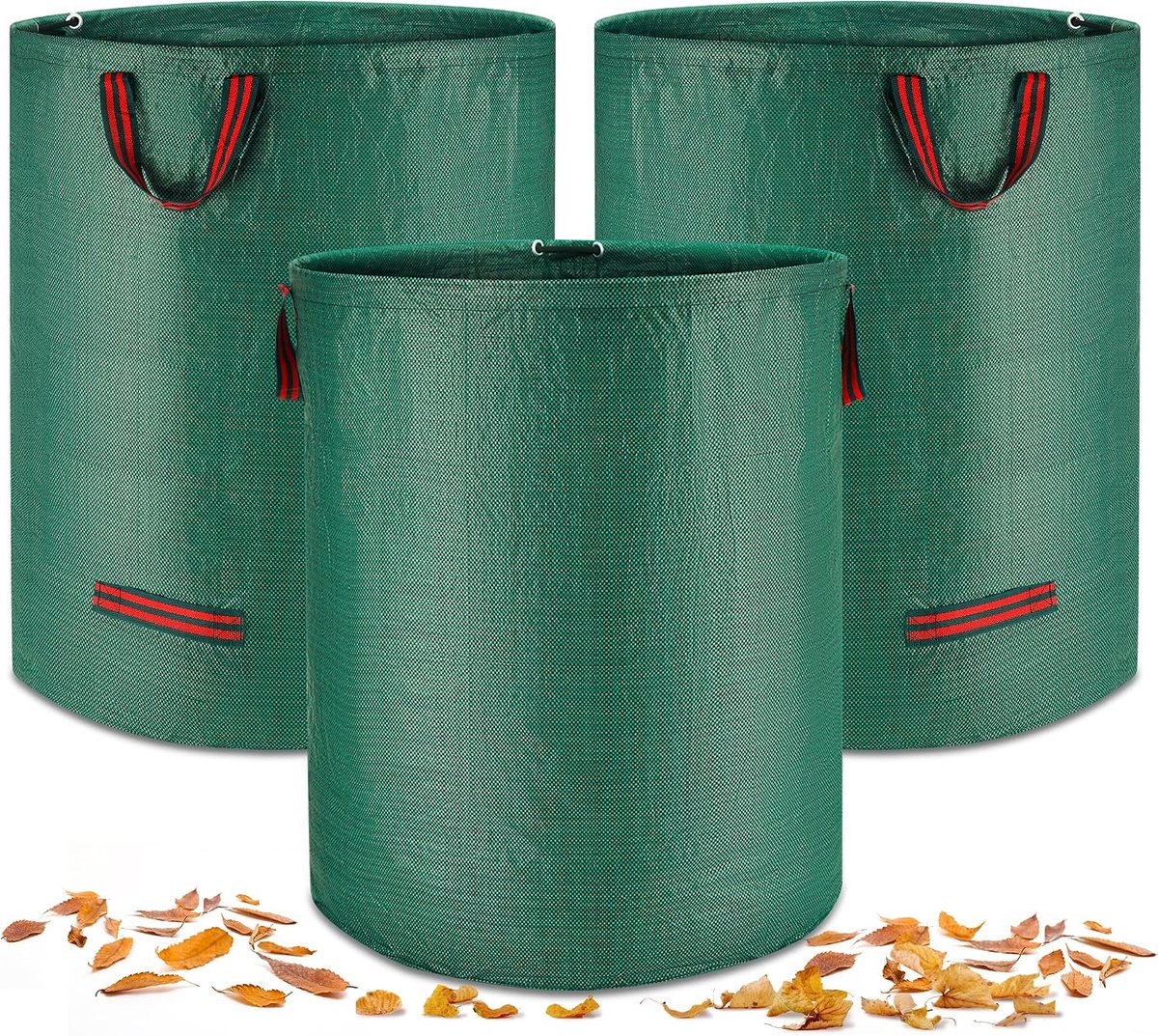 3 x 500 l tuinafvalzak, stabiel, groot, robuuste en opvouwbare tuinzak voor tuinafval, bladzak van - ShopVlot