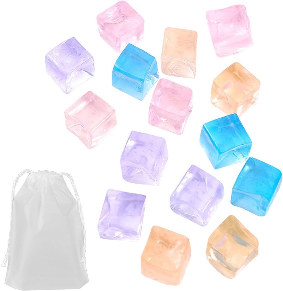 15pcs ice cubes, 1 storage bag, soft three-dimensional dice toy, mini decompression toy - ShopVlot
