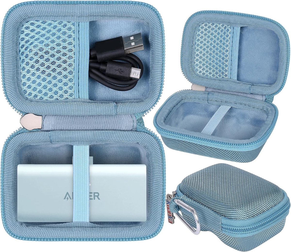 Vervangende Hardcase voor 5000mAh Powerbank, Beschermende Tas voor Draagbare Oplader, Blauw, Modern Ontwerp, 22.5W/12W