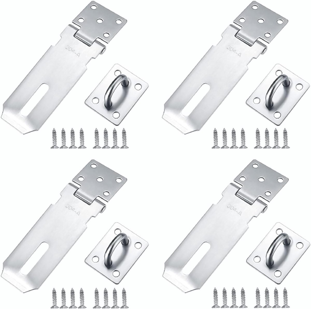 Set van 4 Vergrendelbare Hangsloten voor Buitengebruik met Bevestigingsschroeven en Robuuste Behuizing