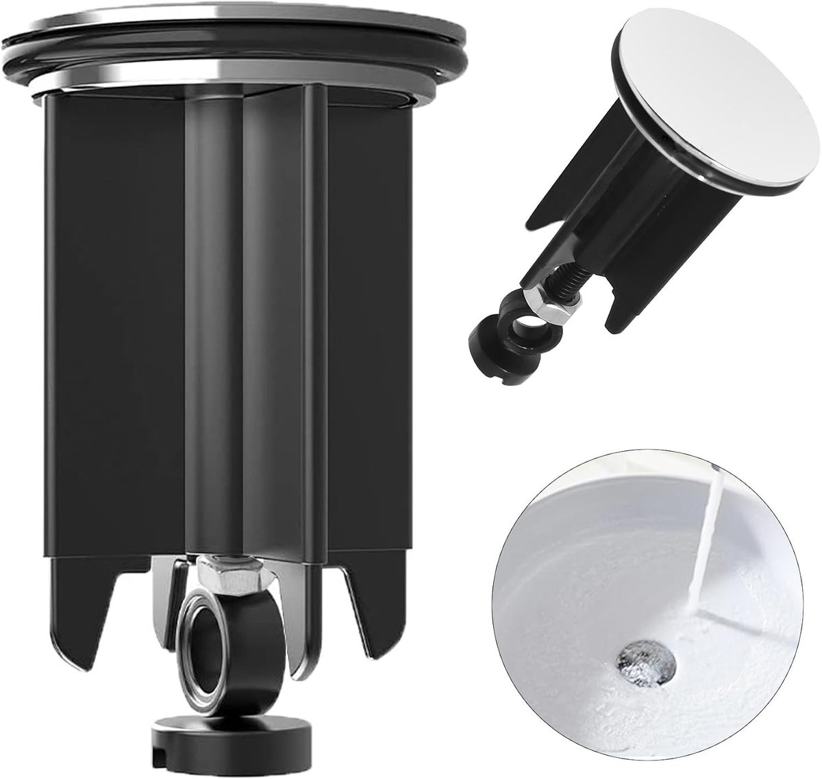 Basin Stopper met Afsluiting, Universele Afvoerstopper van 40mm, Verstelbare Hoogte 66-83mm, Geschikt voor Standaard Wastafels, Duurzaam en Efficiënt