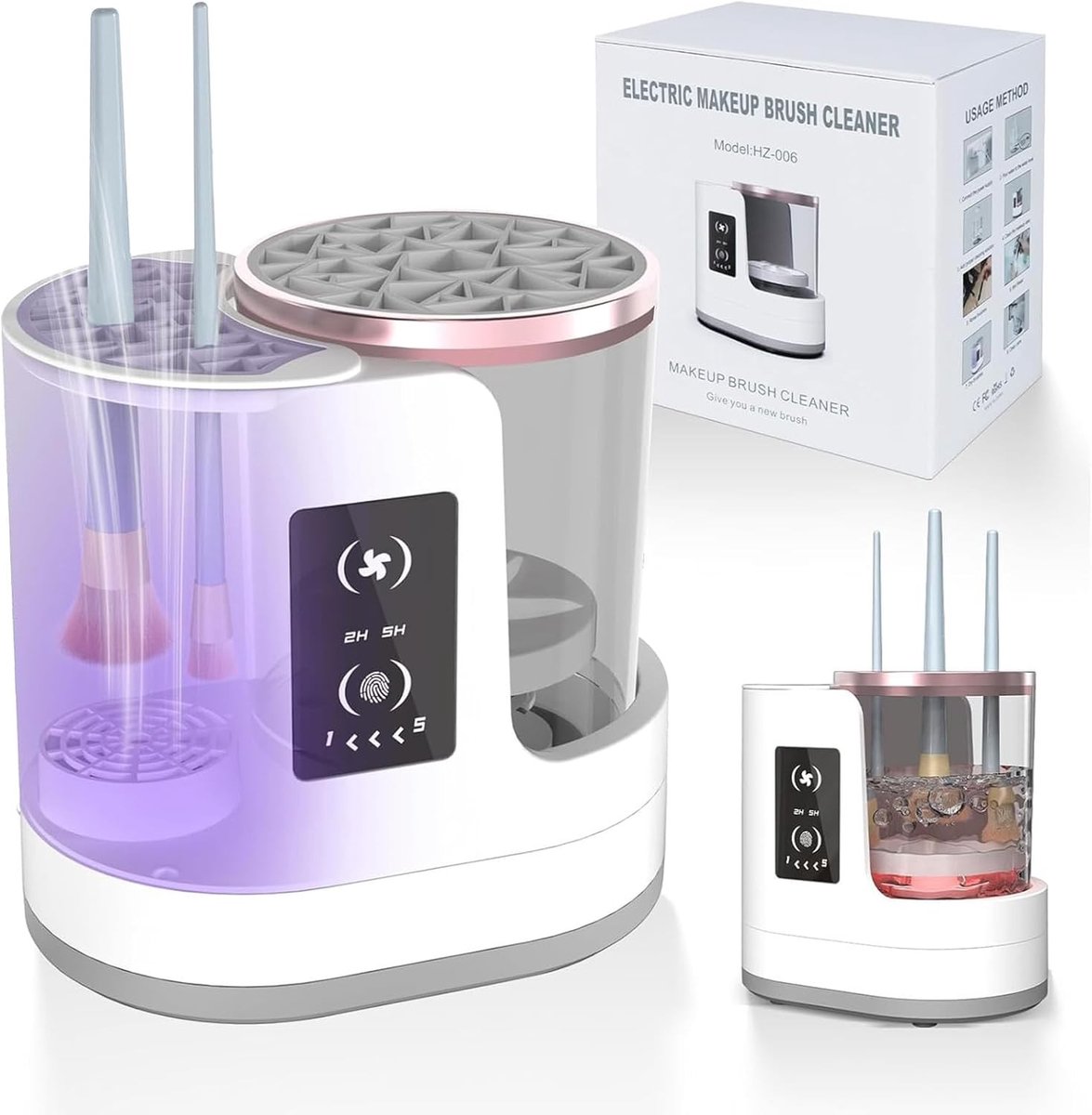 3-in-1 Elektrische Make-up Borstel Cleaner met Droger, Inclusief Hygiëne Station en Oplader voor Grondige Reiniging van Make-up Penselen