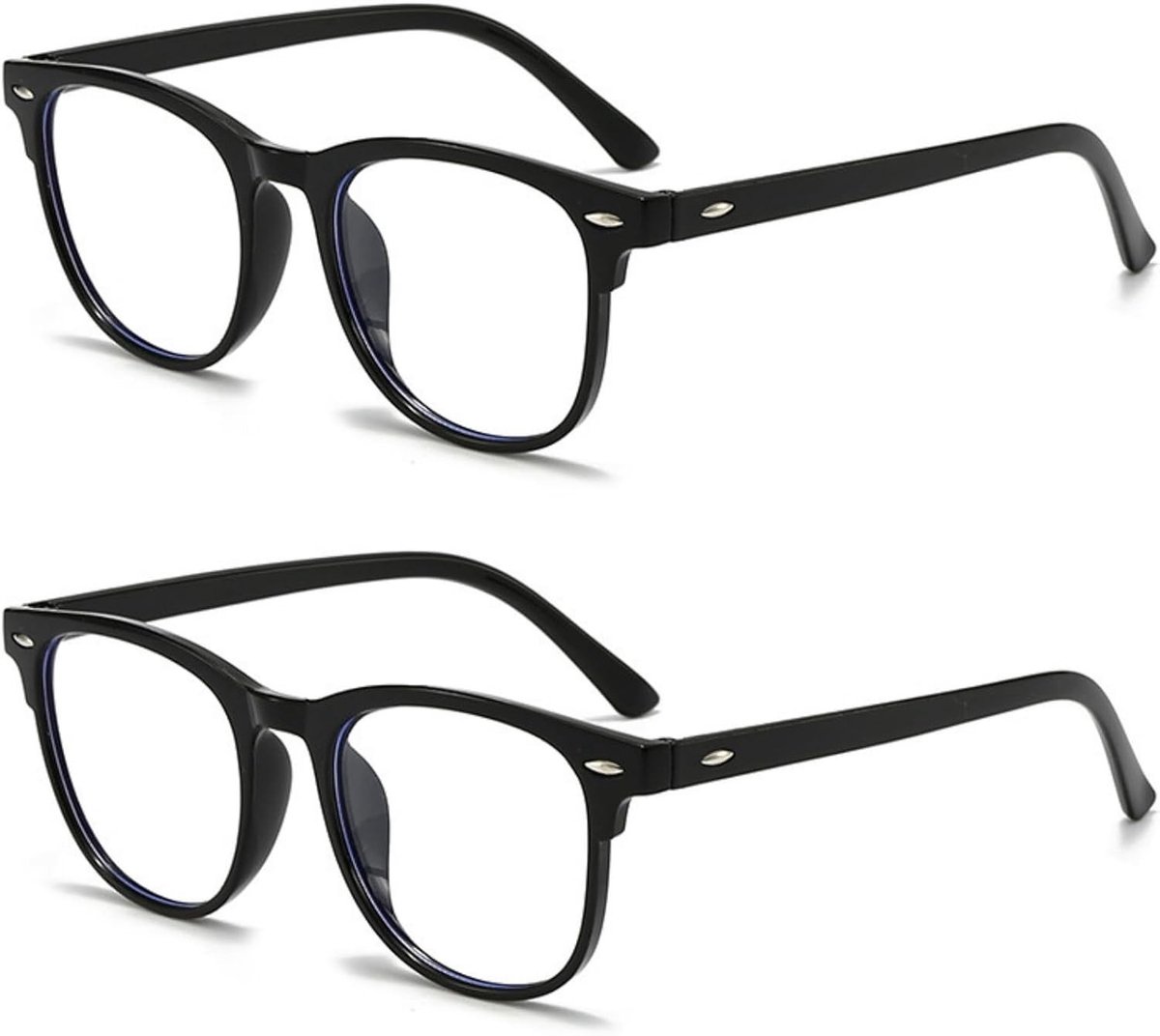 2-Pack Blauw Licht Blocking Bril, Leesbril voor Mannen en Vrouwen, Slank Rond Frame, Lichtgewicht Anti-blauw Licht Bril voor Computer en Gaming, Vermindert Vermoeidheid en Glans