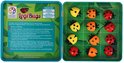 Boîte de jeu magnétique avec 12 coccinelles rouges, jaunes et oranges. Règles et défis imprimés sur la boîte.