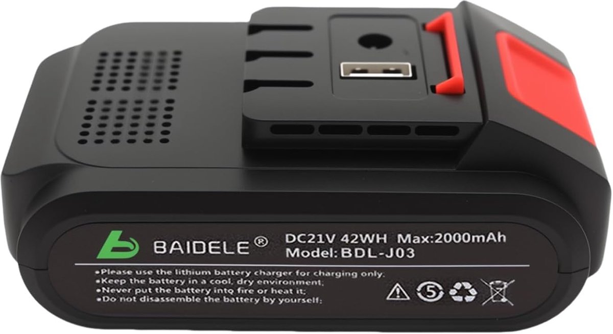 Oplaadbare Lithiumbatterij 21V 2000mAh - krachtige accu - ideaal voor elektrische snoeischaar - lange gebruiksduur - ShopVlot