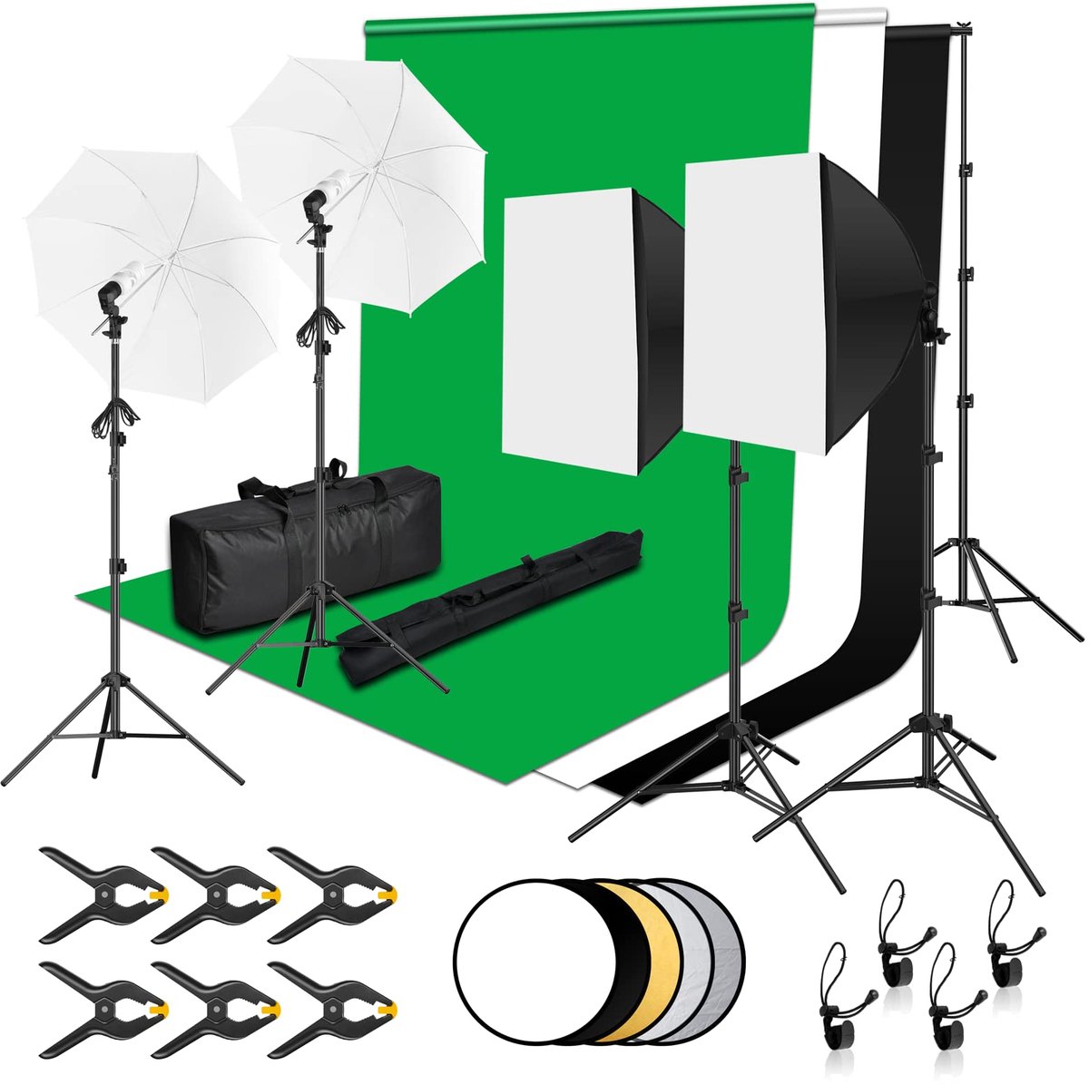 Fotostudio-set 2,6x3m - Achtergrondsysteem - 3 Achtergronden - Ideaal voor professionele foto's - ShopVlot