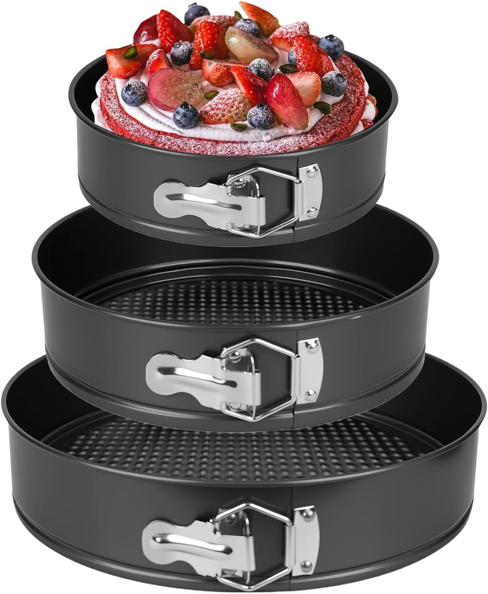 Springvormen set van 3 - roestvrijstaal - afneembare bodem - ideaal voor cheesecakes - ShopVlot