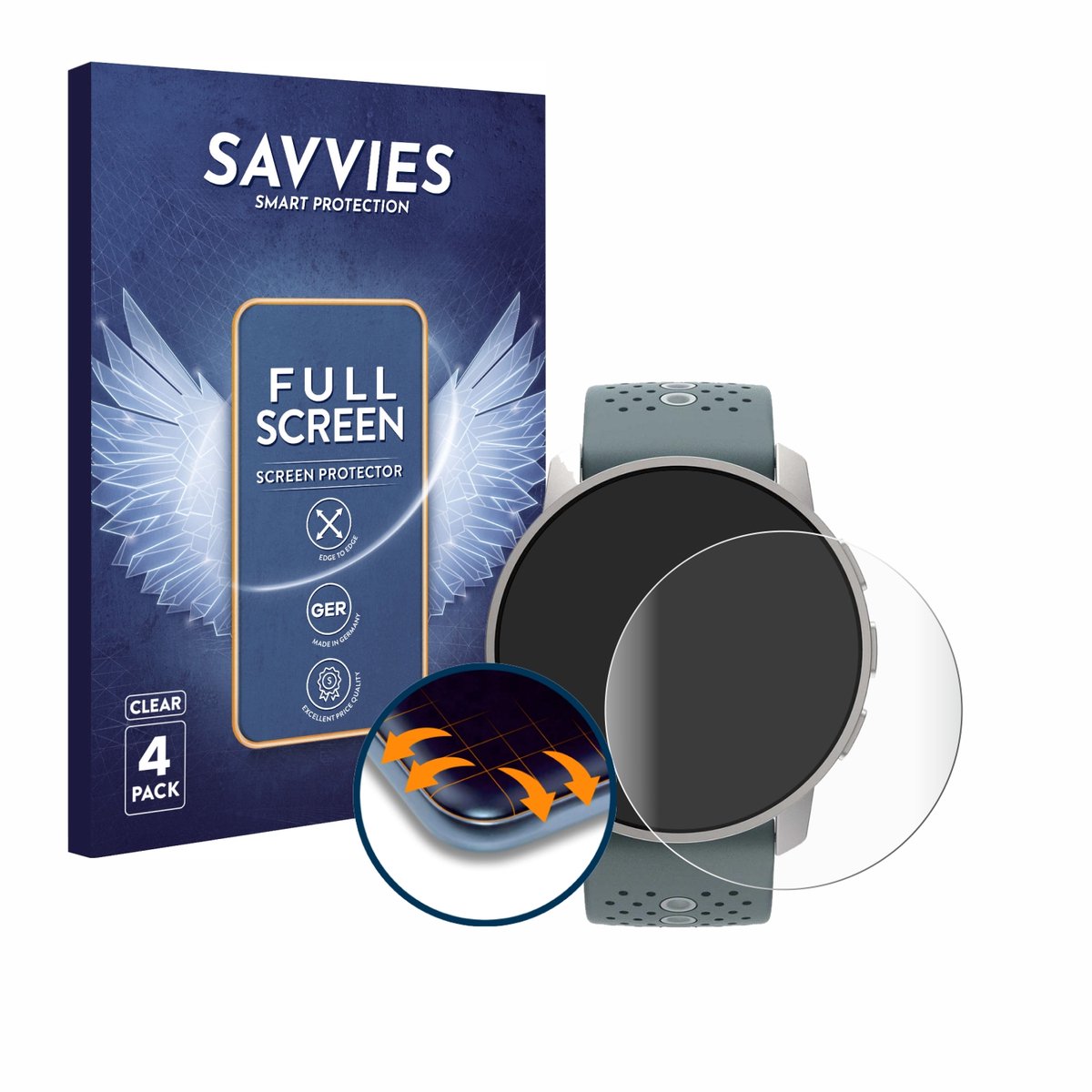 Savvies - Screenprotector voor Suunto 9 Peak - Folie Beschermfolie transparant volledig dekking 4 Stuks