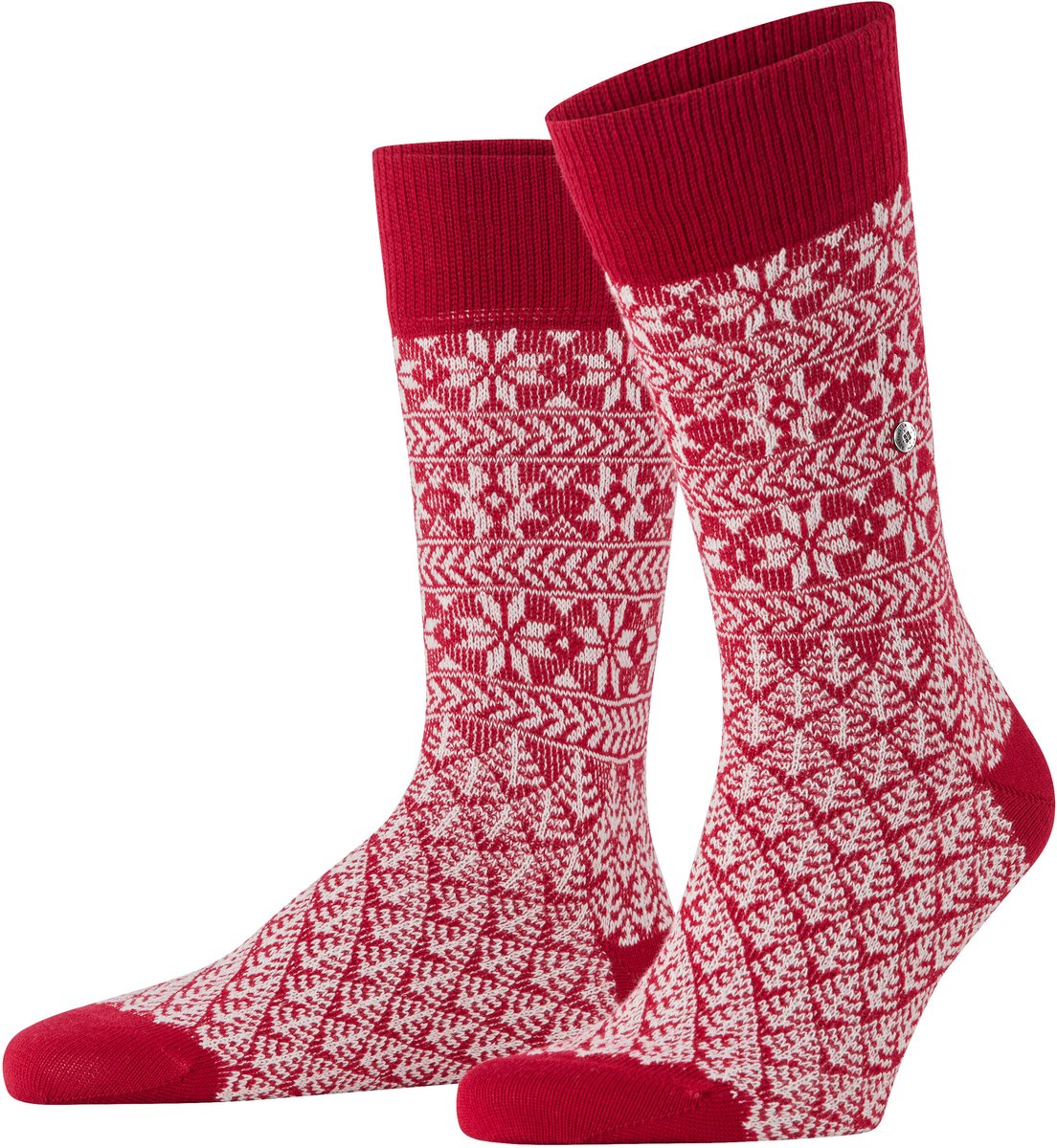 Burlington X-Mas gedessineerd wol katoen sokken heren rood - maat 40-46