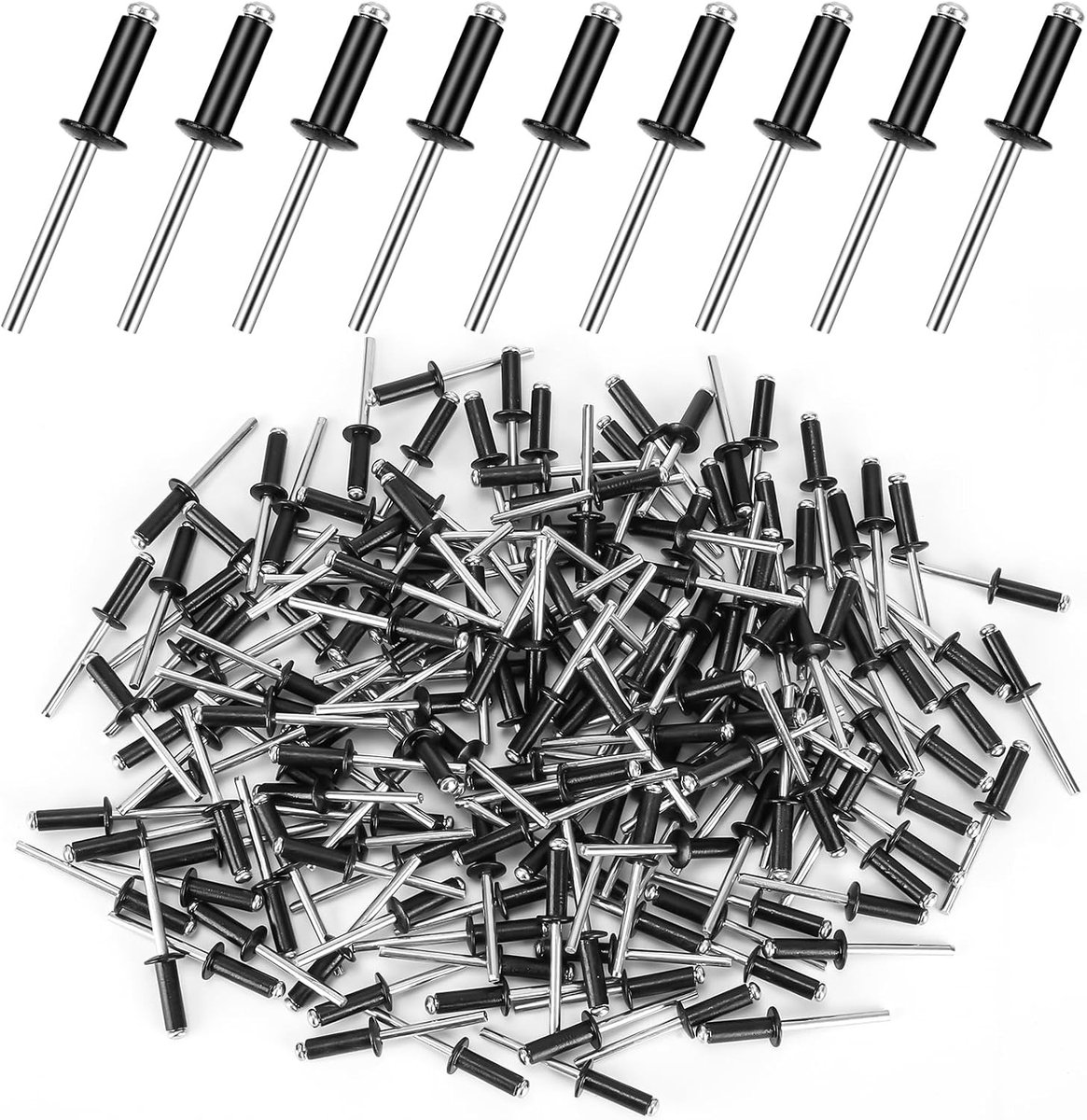 200 Stuks Blindklinknagels, Aluminium, 4.8 x 16 mm, Anthraciet, Popnagels voor Bouw, Schepen, Auto's en Meubels
