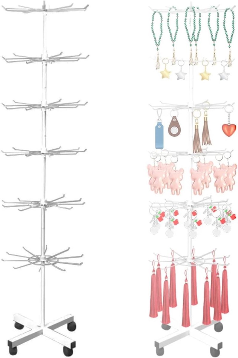 Multifunctionele verkoopstandaard met 7 verdiepingen, metalen draairek voor winkels, ideaal voor hoeden, sjaals, sieraden en accessoires