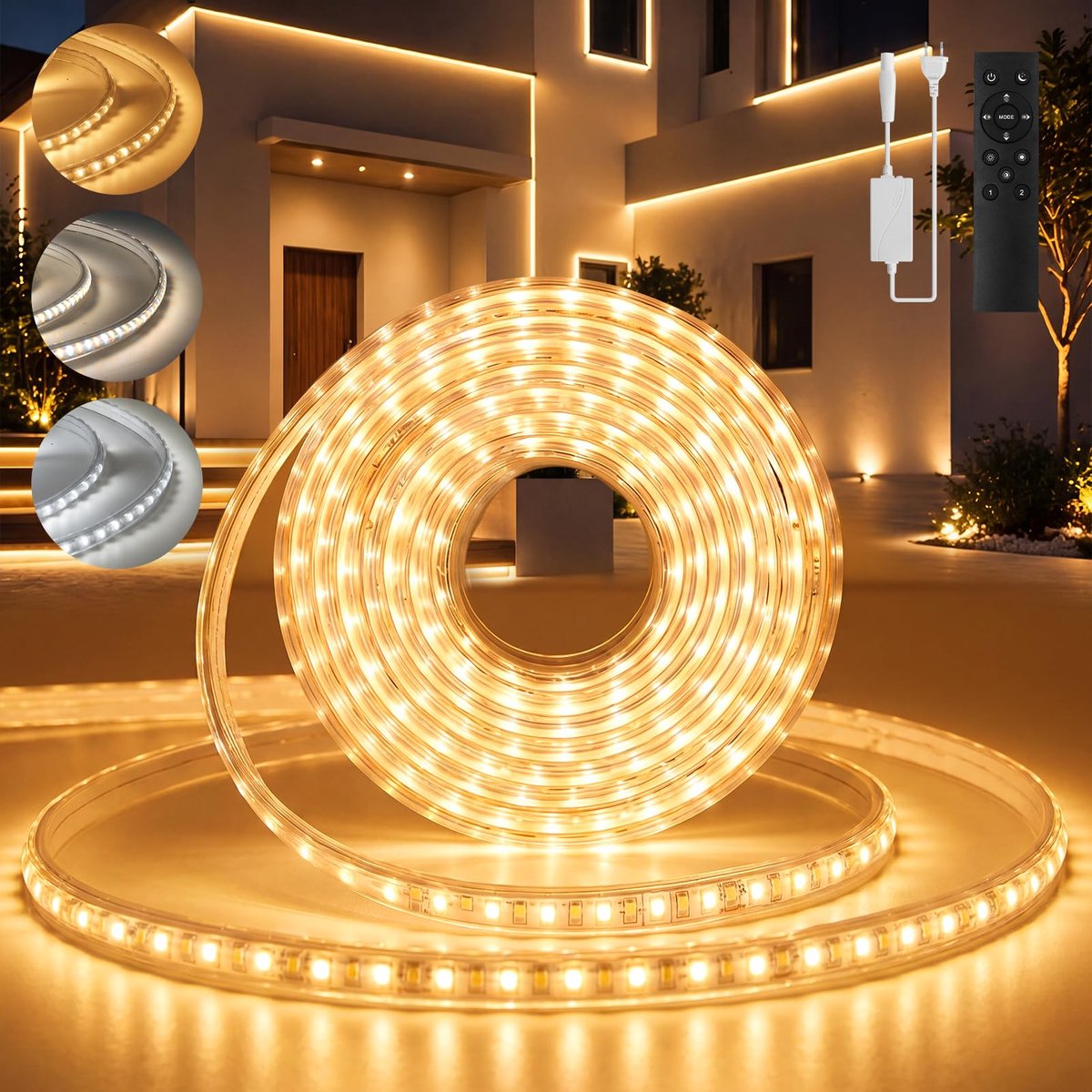 LED strip 10M dimbaar CCT - waterdicht IP65 - snijdbaar - ideale buitenverlichting - ShopVlot