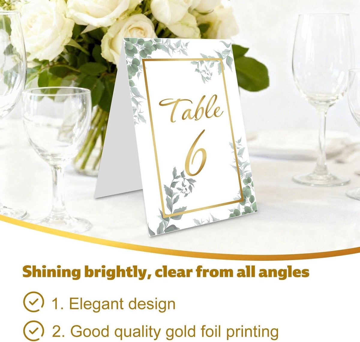 Elegante 21-delige Tafelnummer Set voor Bruiloften, Dubbelzijdige Gouden Tafelkaarten 1-20 voor Feesten en Banketten