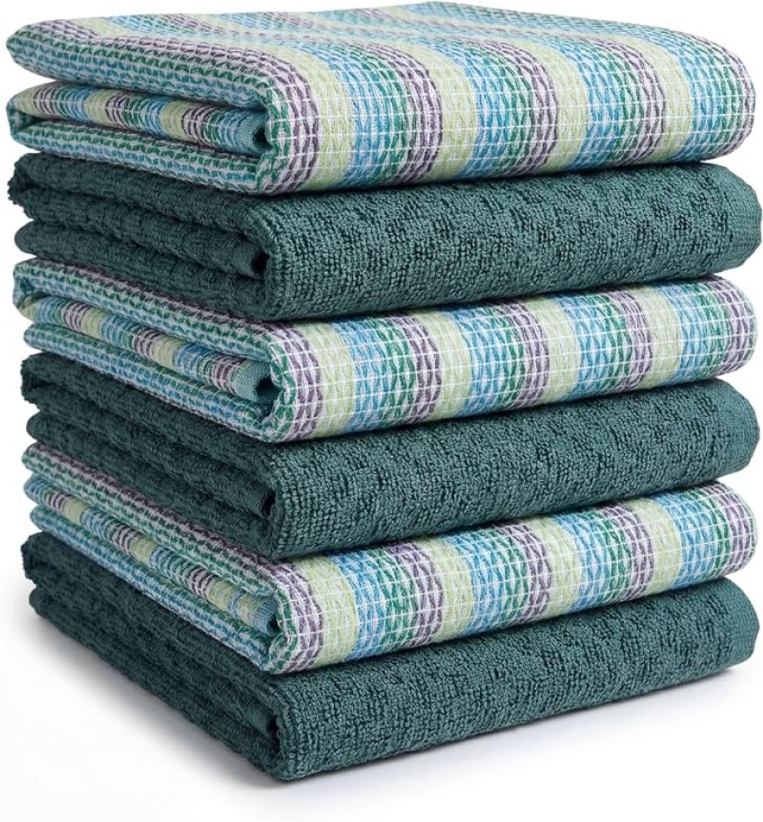 Premium Katoenen Keukendoeken 6 stuks - Microvezel en Badstof - Absorberende Theedoeken - Martini Green