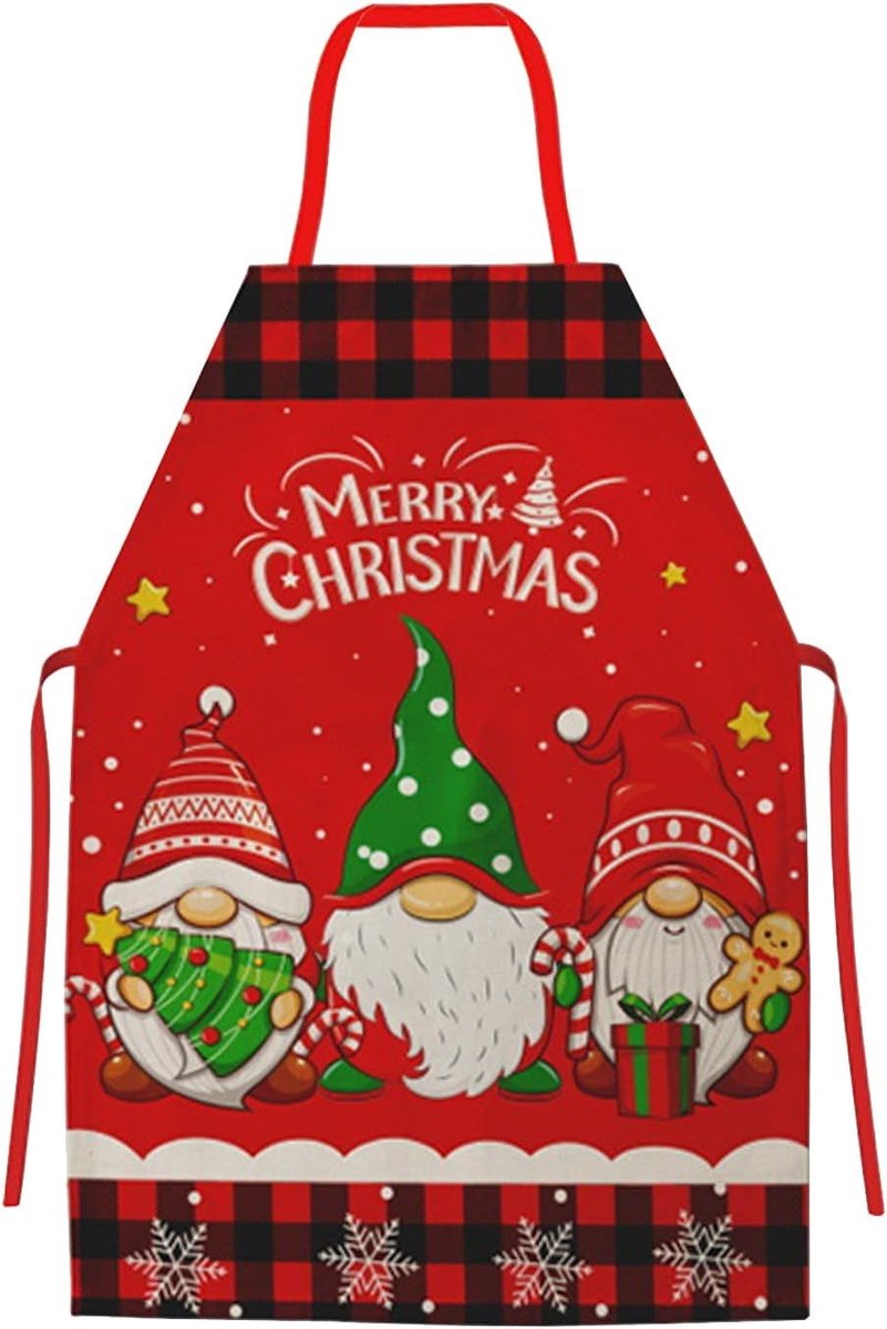 Kerstschort voor de Keuken en Grill, Unisex Rood Schort met Santa Motief voor Feestdagen en Koken