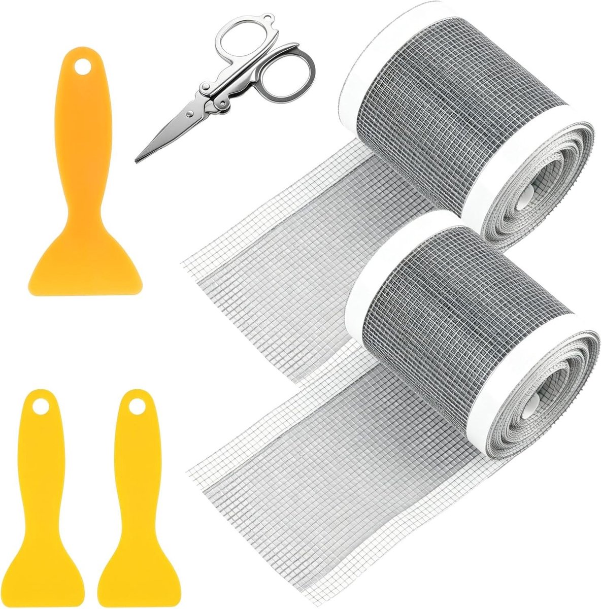 Verwijderbaar Haarfilter voor Afvoer, 70 mm × 10 m, Zelfklevend Net, Waterdicht, Inclusief Schraper en Vouwschaar, Geschikt voor Badkuipen, Douches en Keukens, Voorkomt Verstoppingen en Haarophoping