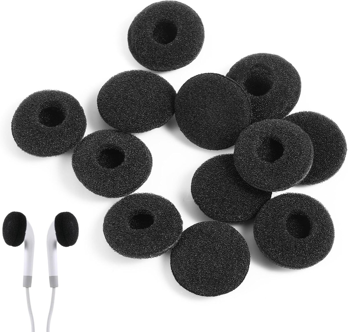 12 Stuks Vervangende Schuim Oorkussens, 18mm Oorkussens voor Hoofdtelefoons, Comfortabele Schuim Pads voor Geluid en Geluidisolatie