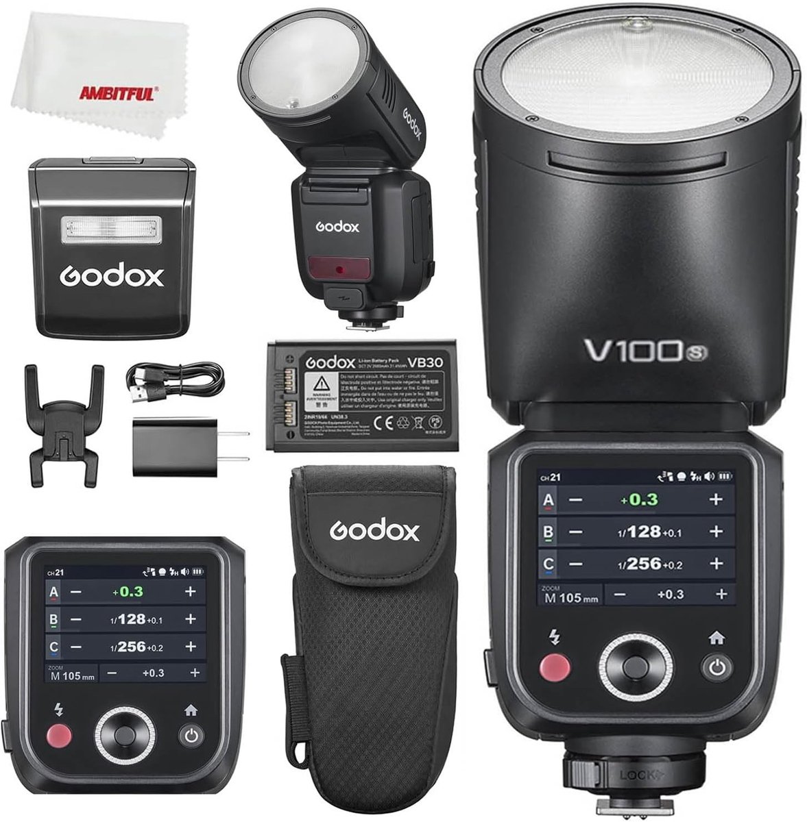 Krachtige 100Ws TTL Li-Ion Ronde Flitser voor Sony Camera's met 400 Flitsen, 1.7s Oplaadtijd en Touchscreen Bediening