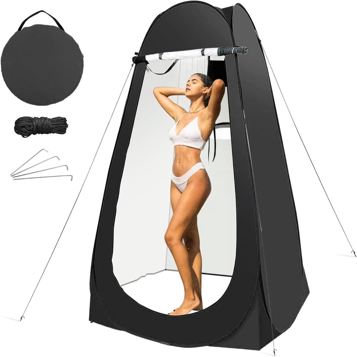 Pop-up Privétent - Mobiele Kleedkamer - Buiten Douchen - Direct Opzetbaar - 150 x 150 x 190 cm - Zwart