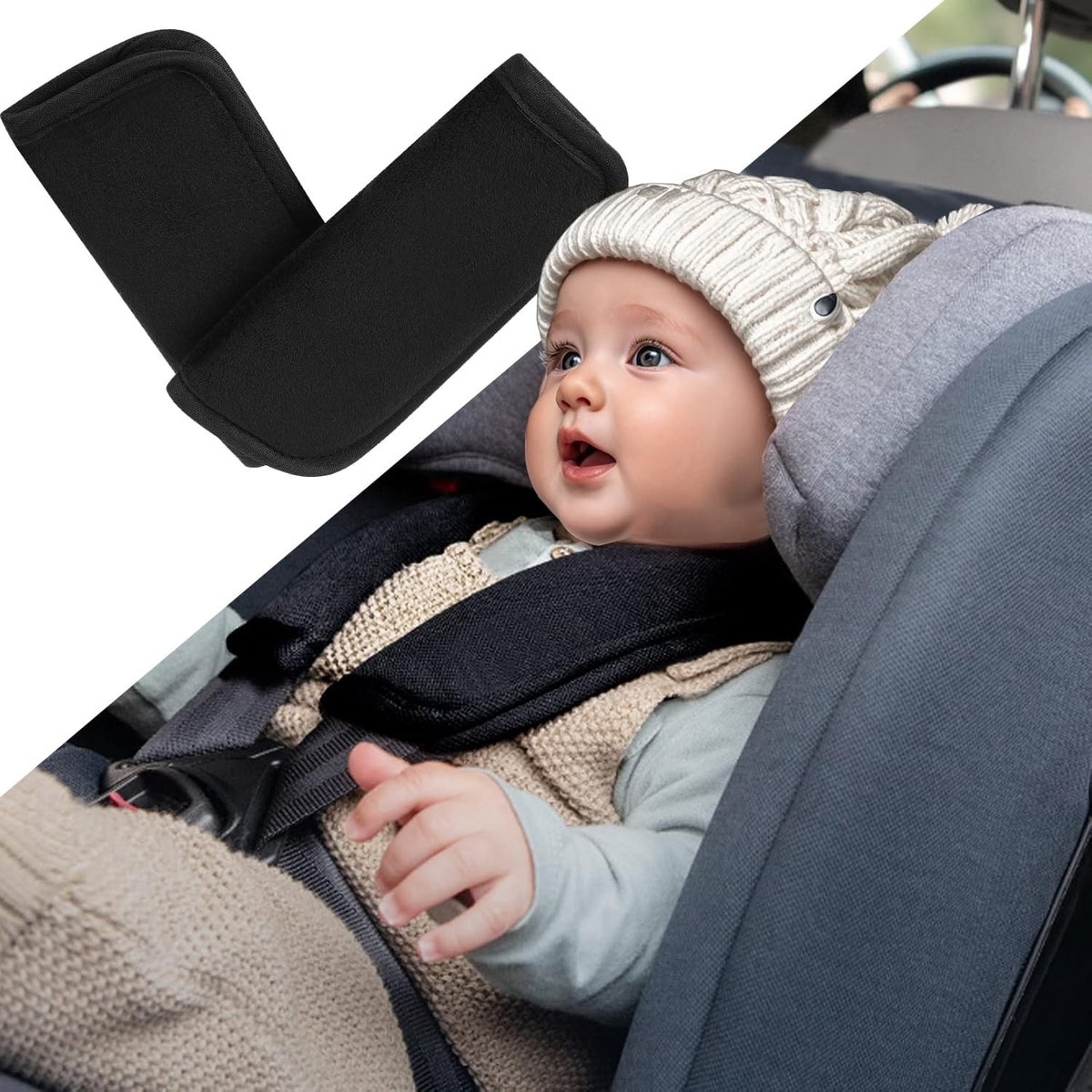 Comfortabele 2-delige Zachte Zitting Band Kussens voor Kinderwagens en Autostoelen, Zwart, Oxford Stof