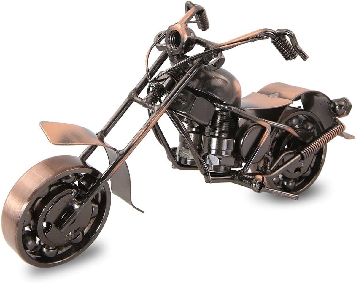 Retro Motorfiets Model - Metalen Moto Collectie, Handgemaakte IJzeren Kunst Sculptuur voor Thuis en Kantoor, Perfect Cadeau voor Motorliefhebbers en Vader