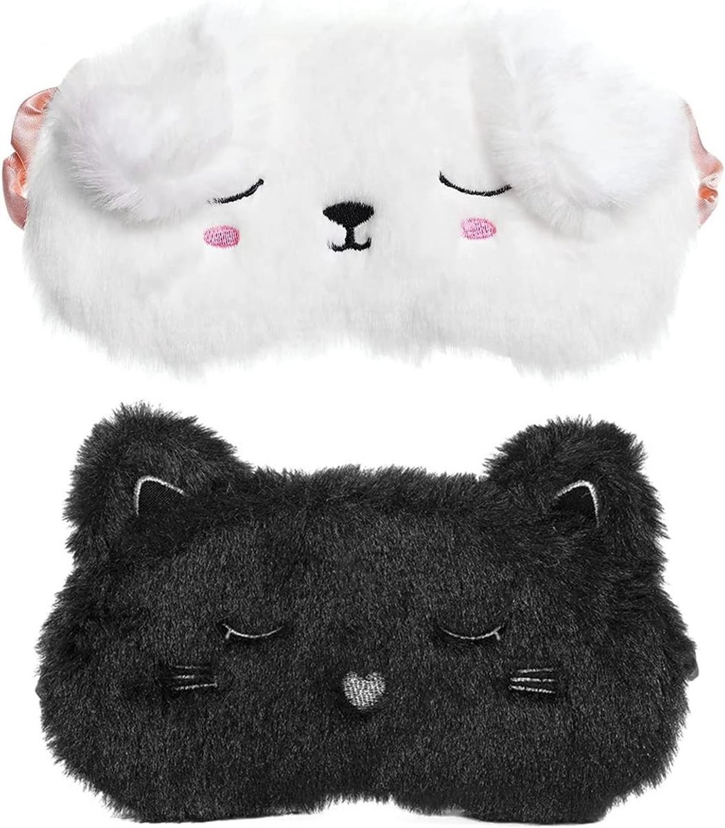Zachte Dieren Oogmaskers voor Slaap, Pluche Cartoon Oogmasker voor Volwassenen en Kinderen, Ideaal voor Ontspanning en Reis