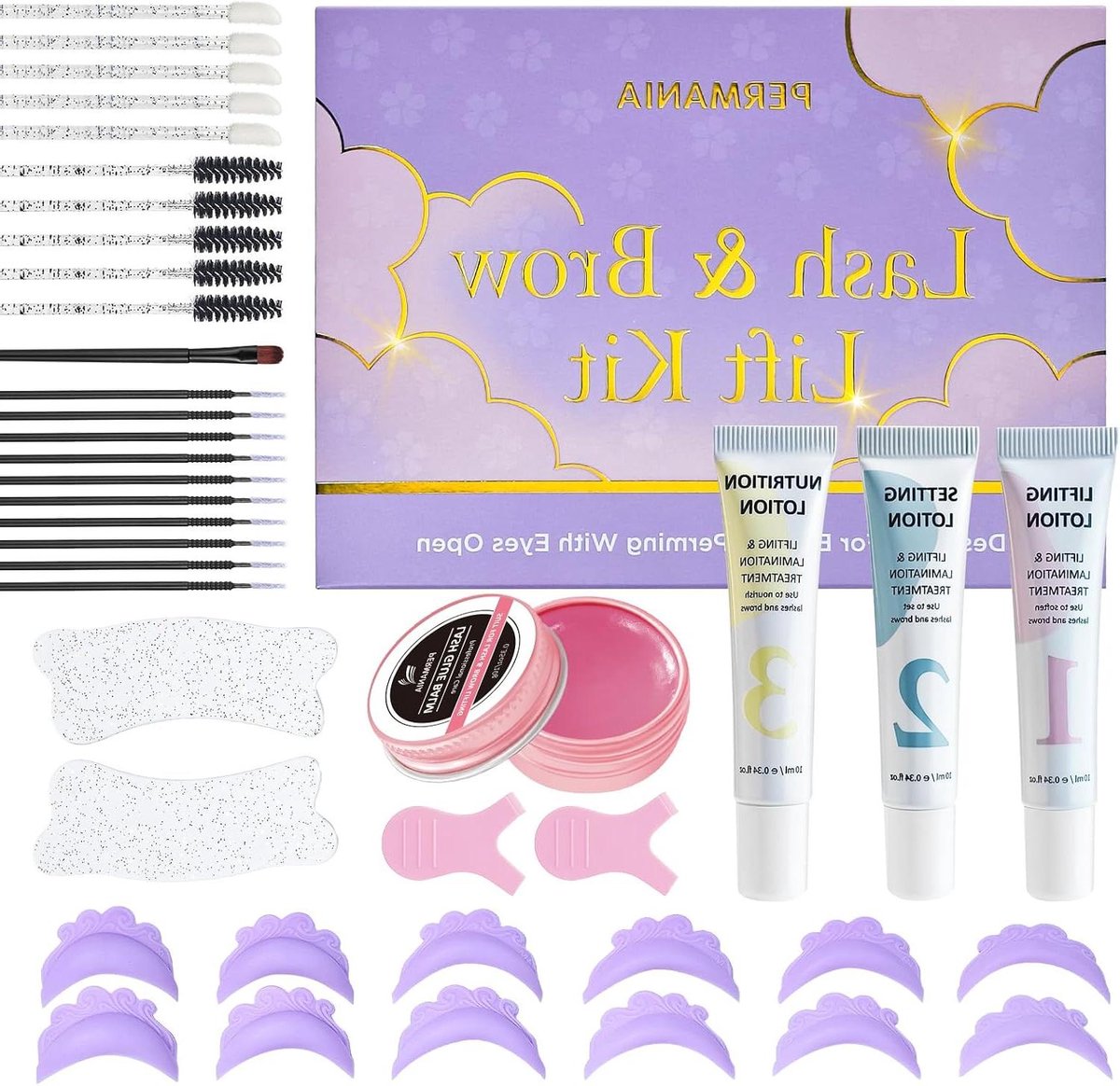 Wimperliftingset - Wimpers en wenkbrauwen - Thuis stylen - Open oog pads - 2-in-1 - Niet gespecificeerd