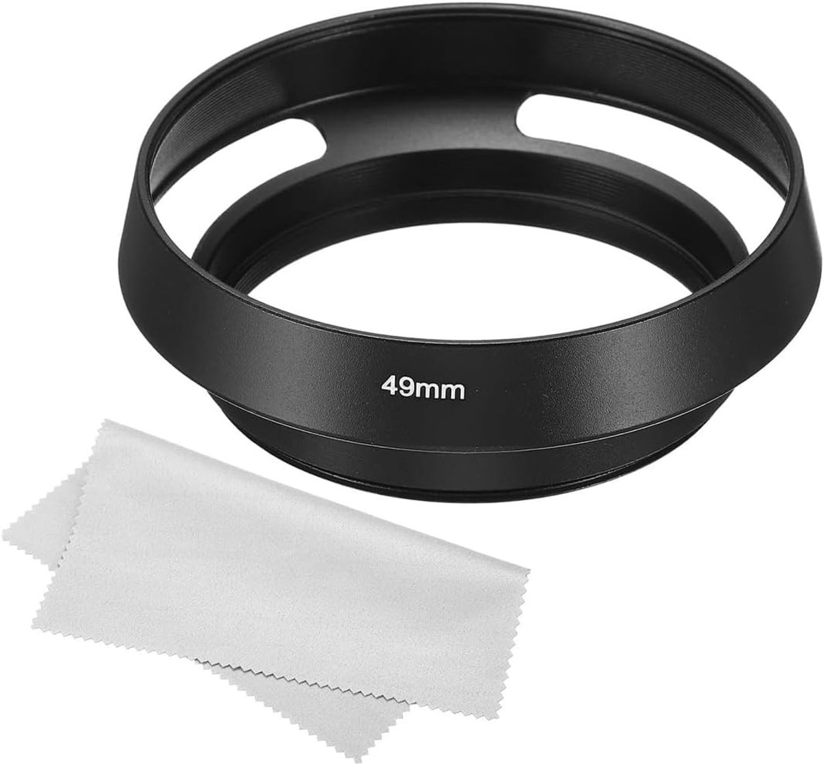 Zonnekap van 49mm met anti-reflecterende binnenbekleding en geventileerd matte afwerking voor optimale bescherming