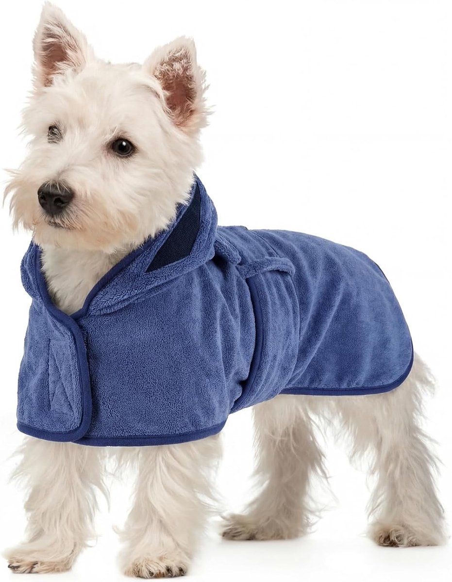 Droogjacket voor Honden, Microfiber Hondencoat met Capuchon, Verstelbare Buikbanden voor Kleine Rassen zoals Chihuahua en Yorkie, Ideaal voor Snelle Droging van Nat Vacht