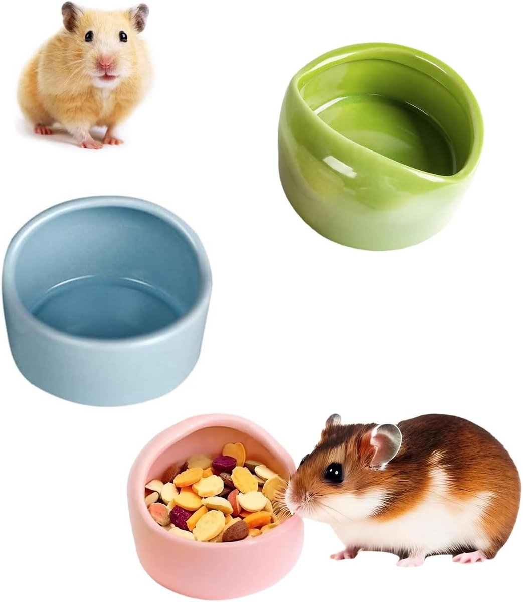 Set van 3 keramische voerbakken voor kleine dieren - Antibijt voerbakken voor hamsters, cavia's en andere huisdieren