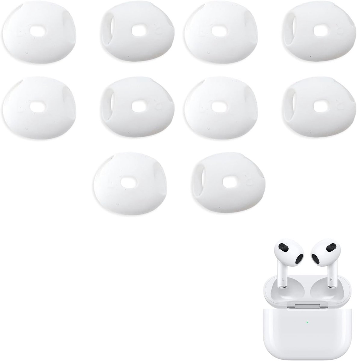 Ultra Dunne Silicone Oordopjes voor AirPods - 5 Paar, Optimale Comfort, Antislip, Krasbestendig, Wit, Ideaal voor Sport en Dagelijks Gebruik