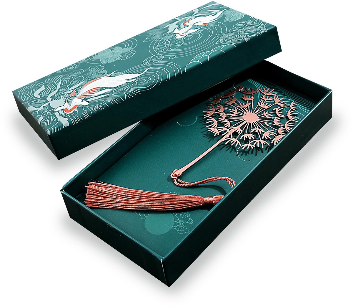 Metalen boekenlegger paardenbloem - roségoud - met geschenkdoos - perfect cadeau voor boekenliefhebbers - ShopVlot