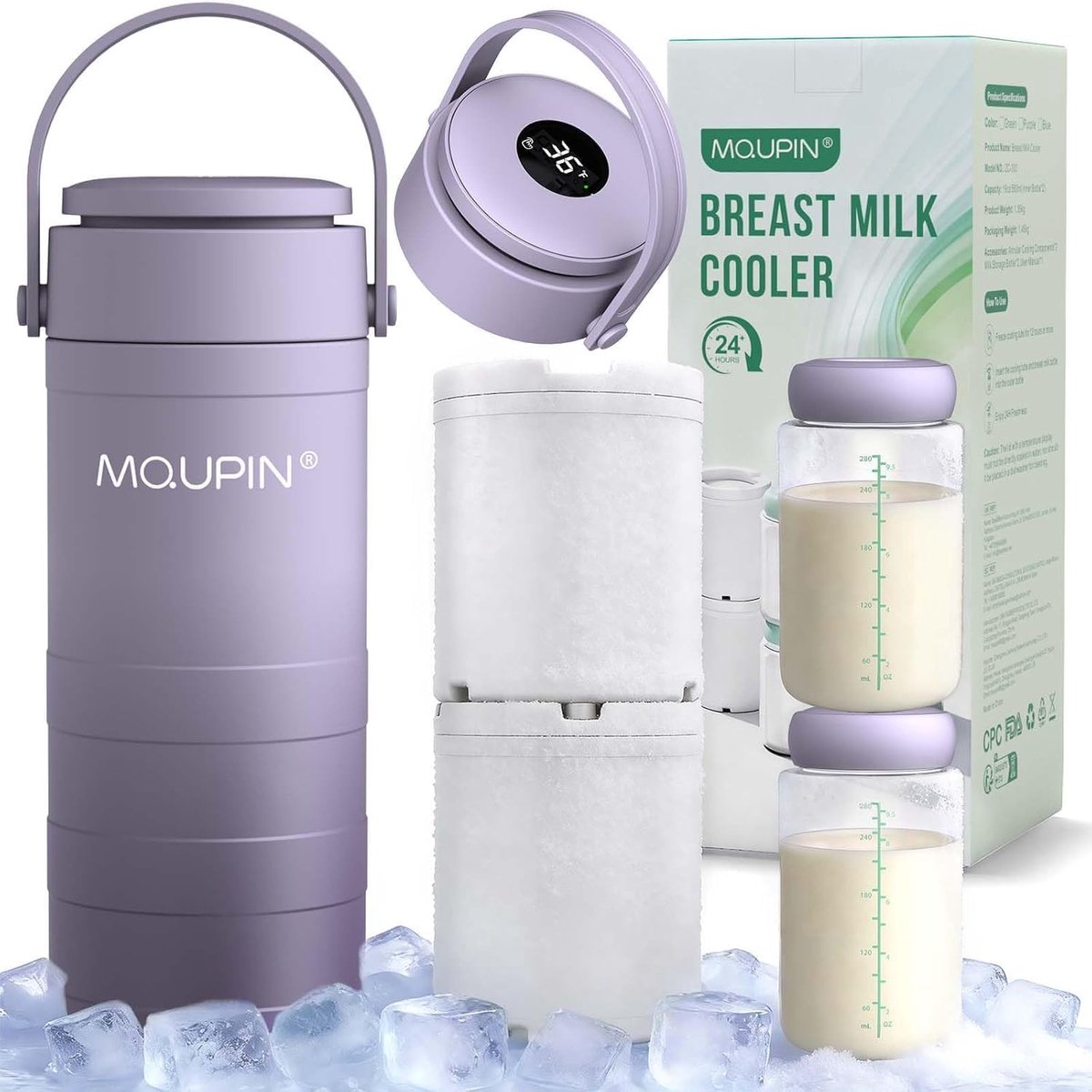 Koudemelk cooler 560ml - met temperatuurdisplay - 24u gekoeld - houdt melk vers - ShopVlot