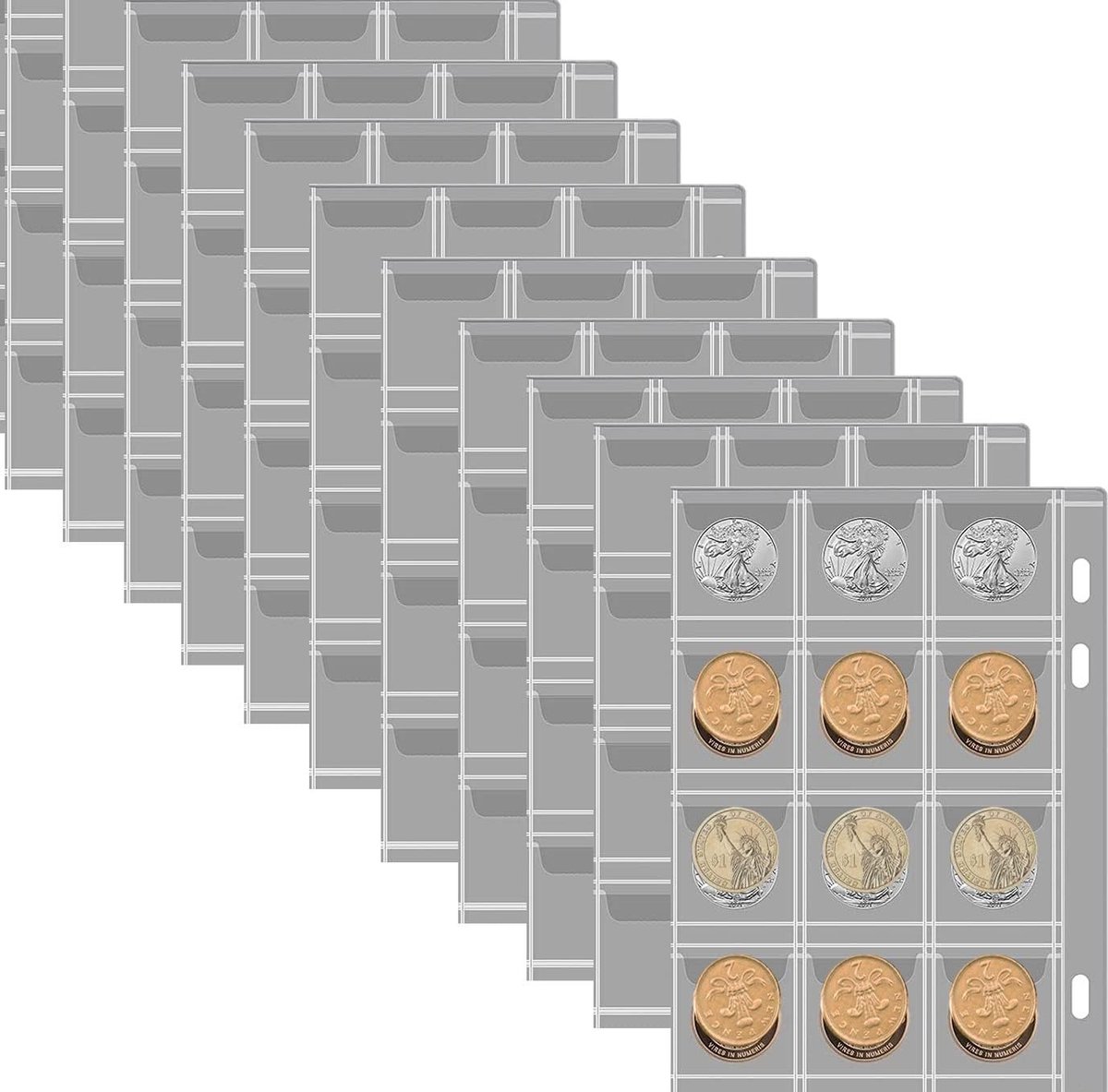 Coin Sleeves voor Euro Munten, 2 Euro Coin Album, 40 mm Coin Opbergdozen, Muntenverzameling, Enkele Pocket Coin Case Houder (20 pagina's 40 mm x 45 mm)
