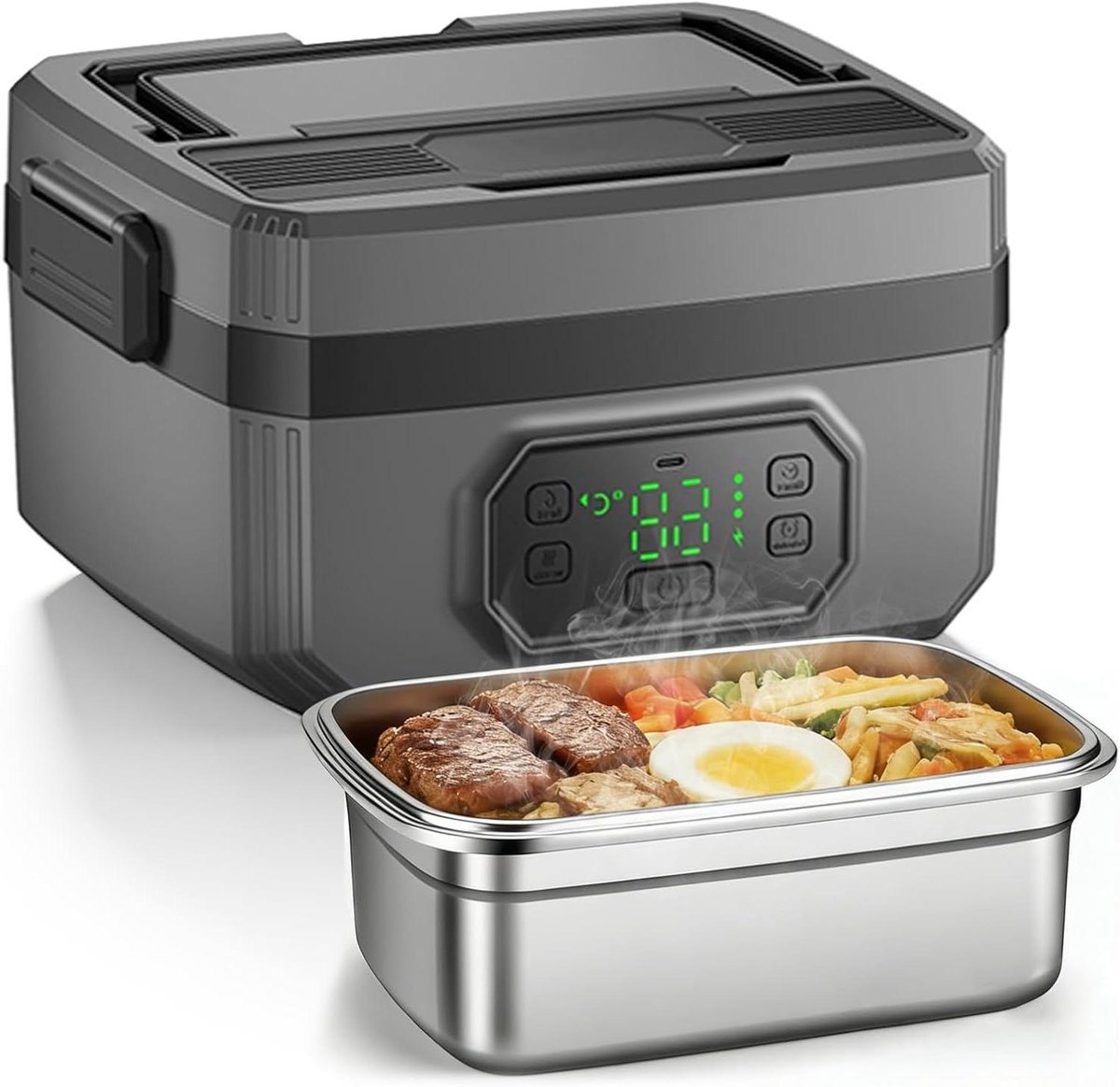 Elektrische Lunchbox - Draagbare Oven - Warme Maaltijden - Met Timer Functie - 16 Liter - Grijs