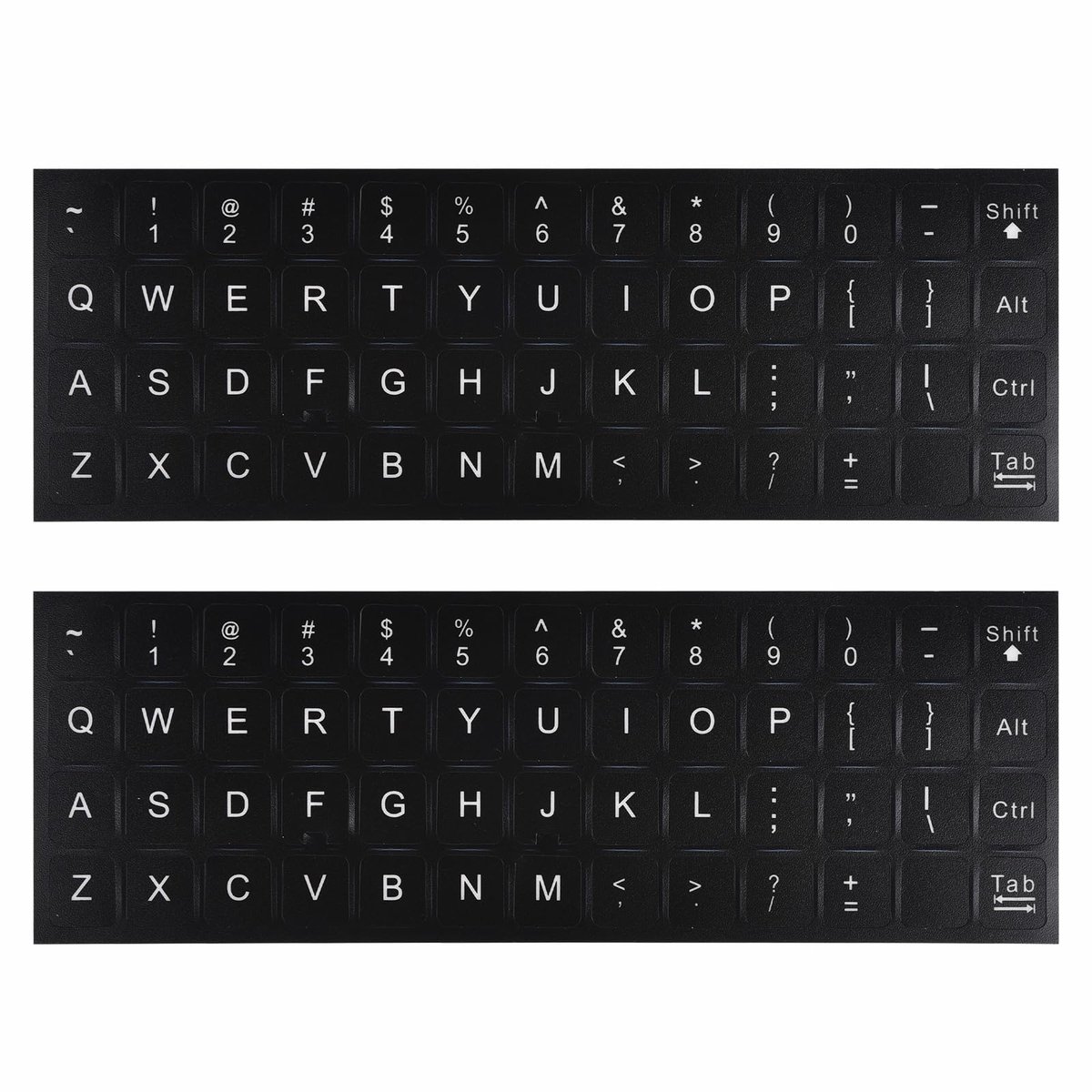 Set van 2 universele stickers voor toetsenbord - witte achtergrond - zwarte letters - ideaal voor laptopgebruik - ShopVlot