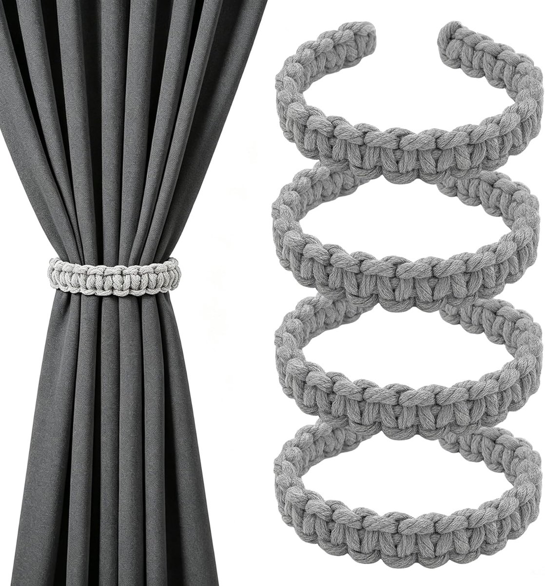 Gordijnbinders set van 4 - geweven bohemian stijl - decoratief en praktisch - ideaal voor het vastbinden van gordijnen - ShopVlot