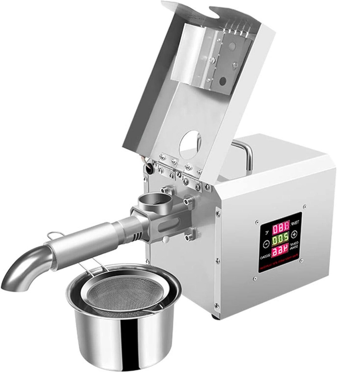 Oliepers Machine - Olie Extractor - Zelf Olie Maken - Automatische Verwarming - 300 Watt - Zilver