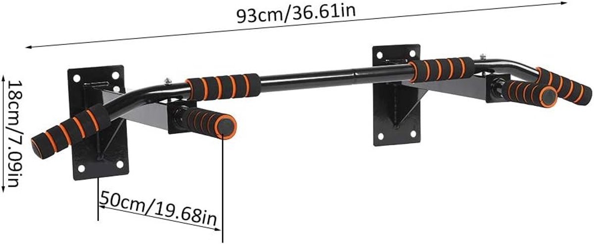 Muurbeugel voor Pull-up Bar, Fitness Thuis Gym, Met 6 Foam Handgrepen voor Optimale Grip