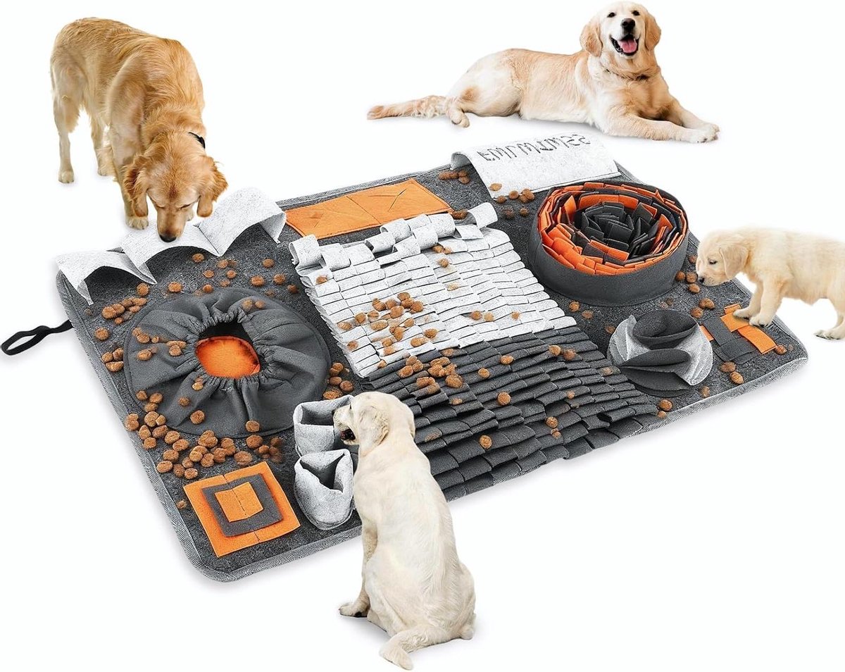 Snuffeltapijt Hond - Zoekspel Mat - Mentale Stimulatie - Scheurvast Vilt - 66 x 43 cm - Grijs